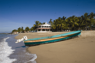 Panga - Small motorboat on sandy Nayarit beach