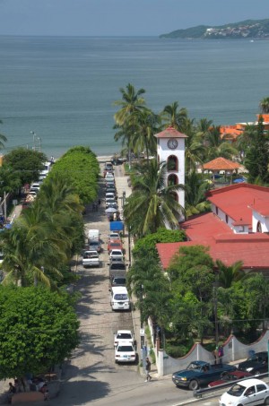 Looking down the street a the waterfront in Riviera Nayarit MX