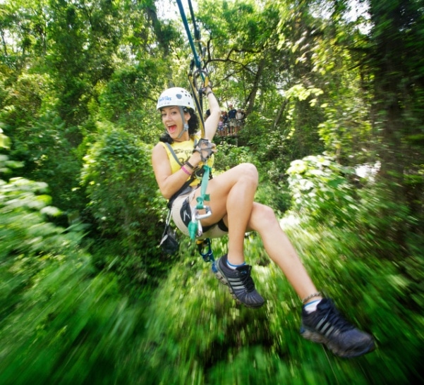 Young girl enjoying Canopy Zip Lining in Riviera Nayarit MX