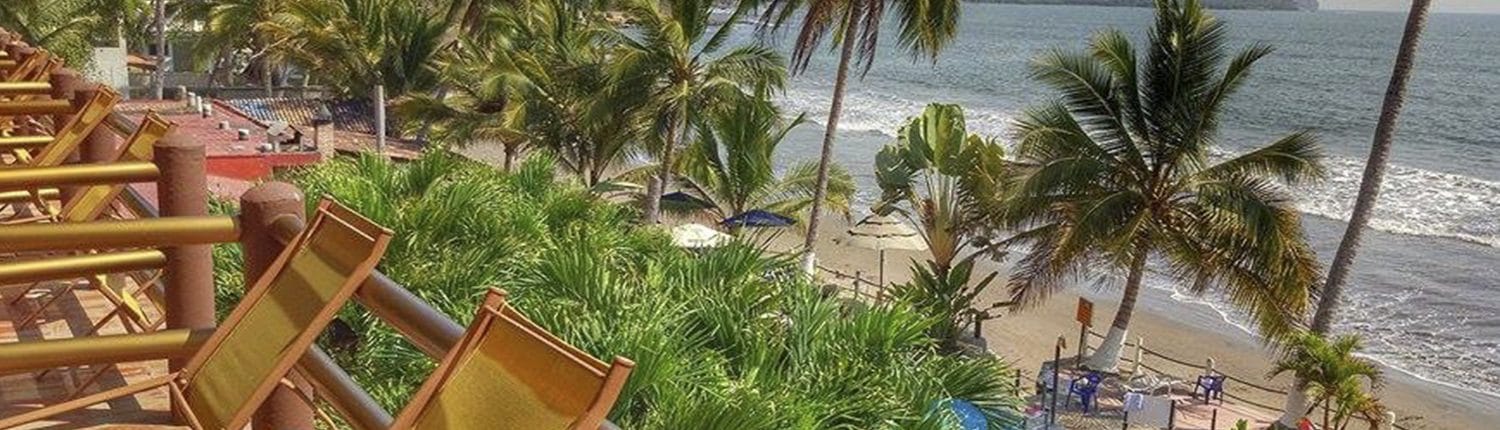 View of the beach from Casa Mañana hotel in San Blas Riviera Nayarit Mexico