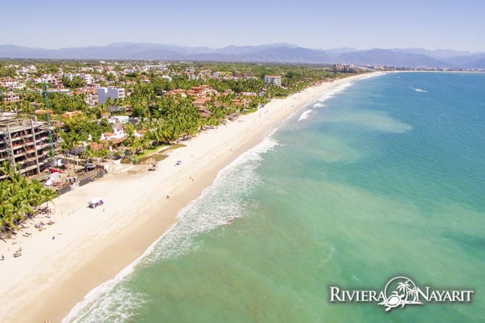 Turquoise waters and beach in Bucerias Riviera Nayarit Mexico