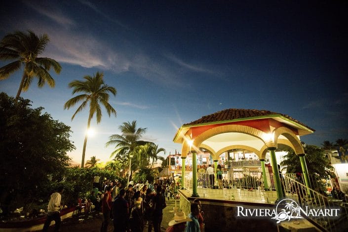 Gazebo wth nightlife in Bucerias Riviera Nayarit Mexico