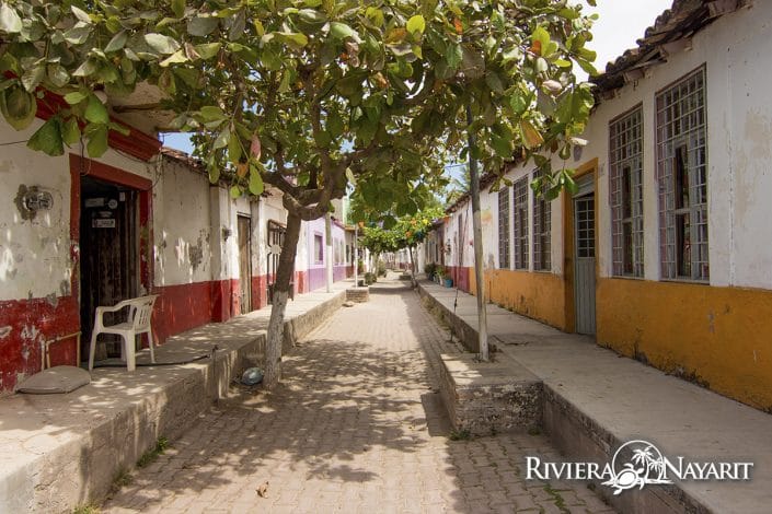 Narrow street on Mexcalitan Island Riviera Nayarit Mexico