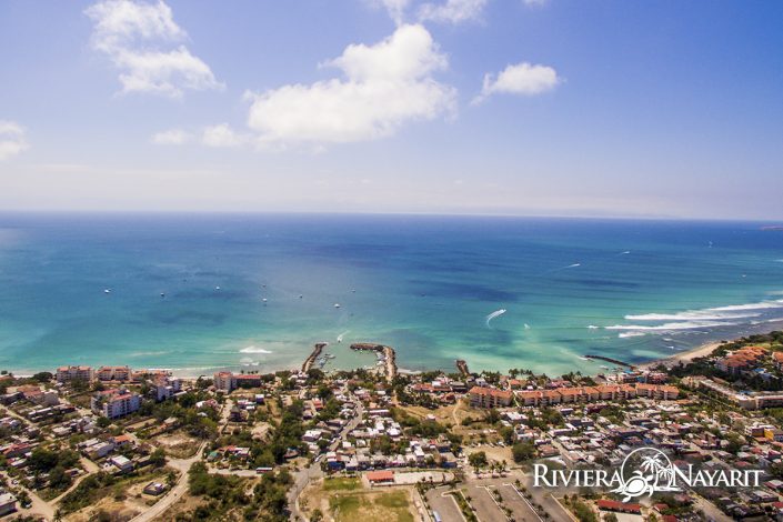 Aerial view of Punta de Mita in Riviera Nayarit Mexico - looking towards the Pacific Ocean