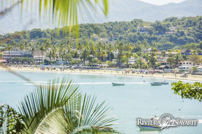 View of beach in Rincon de Guayabitos Riviera Nayarit Mexico