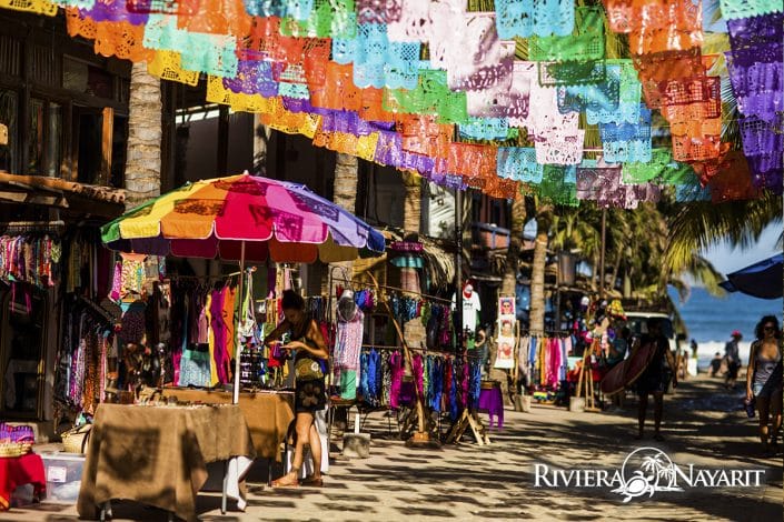 Colourful market in Sayulita Riviera Nayarit Mexico