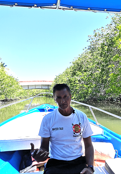 River boat taxi captain Tony in Nuevo Vallarta Nayarit