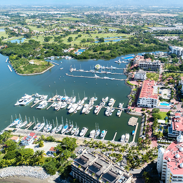 Aerial view of boat Marina in Nuevo Vallarta Nayarit