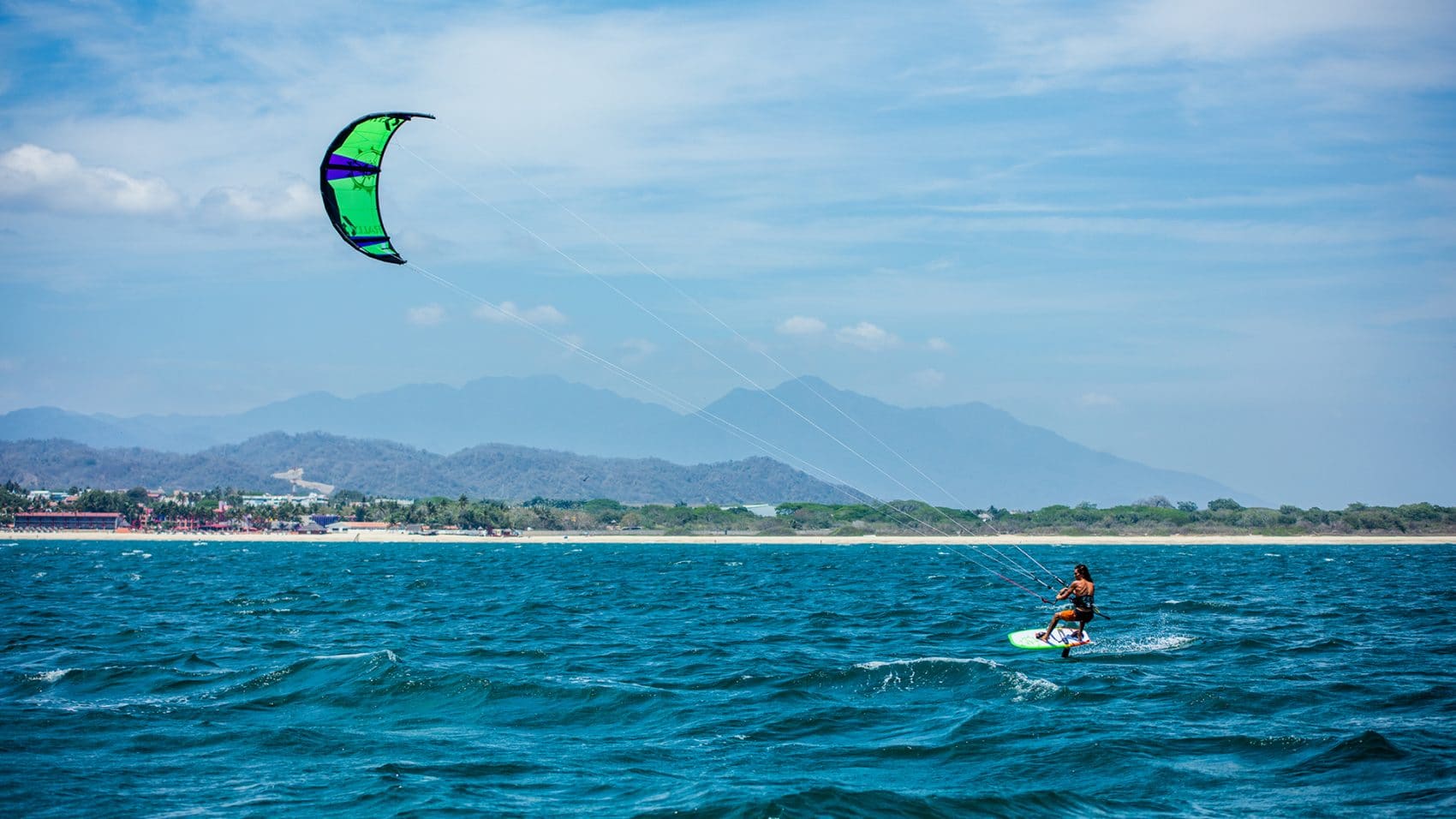 Kite surfing on the Pacific Ocean in Riviera Nayarit