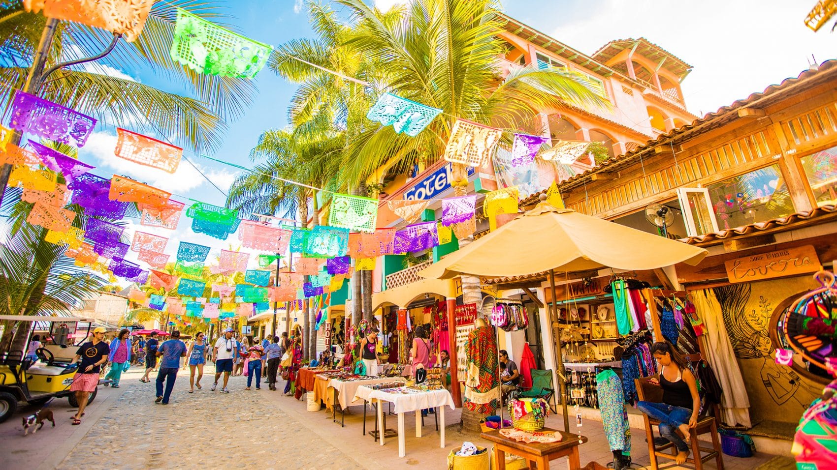 Colourful street market in Sayulita Rivera Nayarit