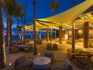 Conrad Hotel beach lounge at night - Punta de Mita Riviera Nayarit Mexico