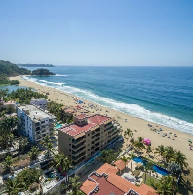 View of San Pancho Nayarit Mexico with a Pacific Ocean backdrop