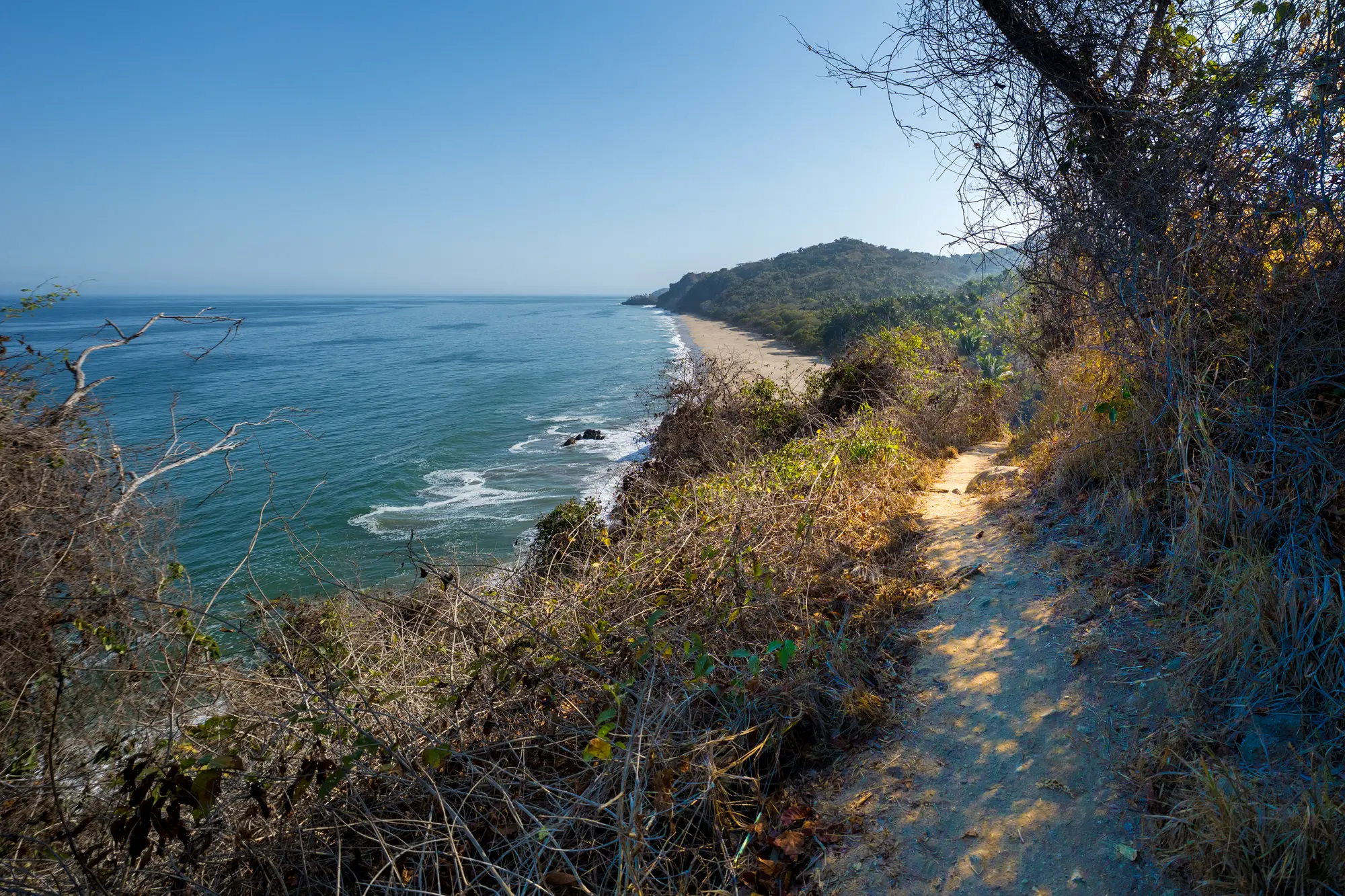 Wide shot of Malpaso beach in Sayulita